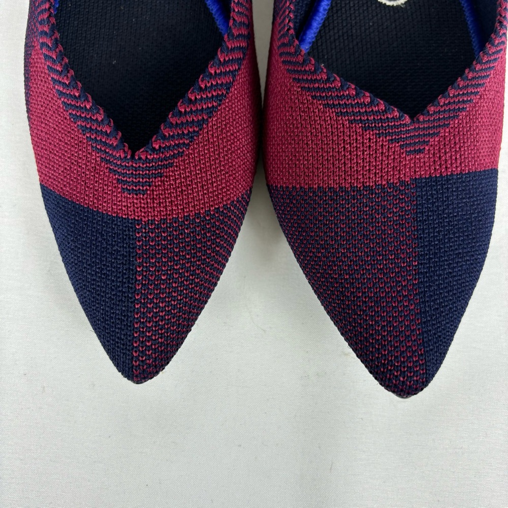 Rothy’s Pointer Ballerina Flats Fabric Comfort Slip-On Shoes Blue Red Size 8 - Picture 6 of 14